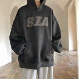 牛仔贴布刺绣麂皮绒卫衣814-1-WY3100-P7898(100聚酯纤维)，男装卫衣，星座814-1