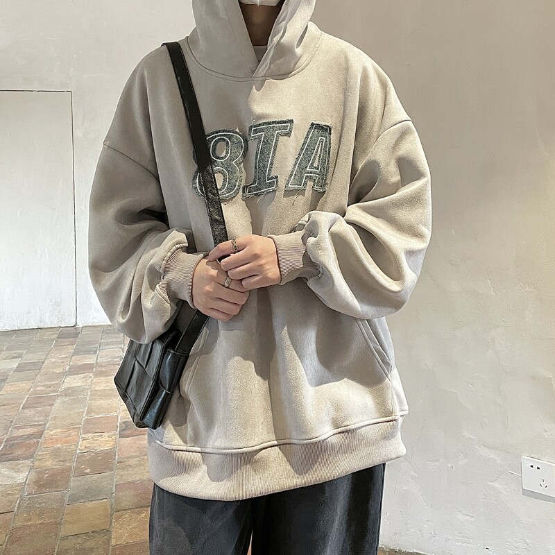 牛仔贴布刺绣麂皮绒卫衣814-1-WY3100-P7898(100聚酯纤维),男装卫衣,星座814-1