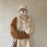 撞色麻花针织衫拼色毛衣男女814-1-M522-P70（聚酯纤维），男装针织衫/毛衣，星座814-1