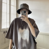 设计感涂鸦印花短袖男夏季美式高街ins潮牌重磅T恤百搭小众五分袖，男装T恤，星座814-1