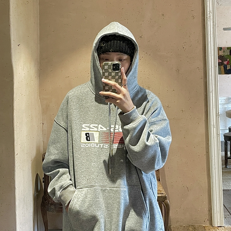 美式印花连帽卫衣814-1-WY4600-P68控价89（400克65%棉35聚酯，男装卫衣，星座814-1