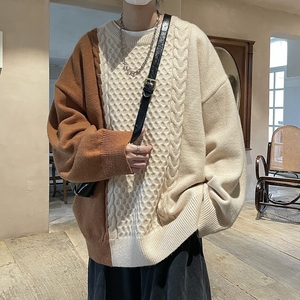 撞色麻花针织衫拼色毛衣男女 814-1-M522-P70 （聚酯纤维）图片