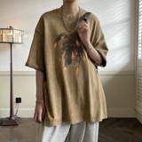 260克美式水洗火球短袖T恤潮814-1-T93-P50控68（棉），男装T恤，星座814-1