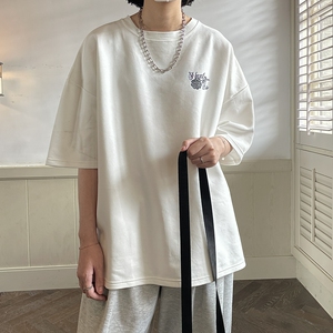 背面玫瑰印花短袖T恤 814-1-T231-P38 49（棉）图片