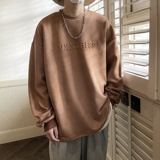 质感~麂皮绒立体压印字母长袖T恤卫衣男女814-1-CT1001-P55控69，男装T恤，星座814-1