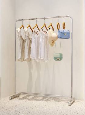 服装店不锈钢架展示架男女陈列架中岛货架落地式挂衣架圆柱落地架