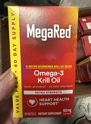 临期特价美国进口MegaRed脉拓经典深海磷虾油鱼油omega3胶囊80粒