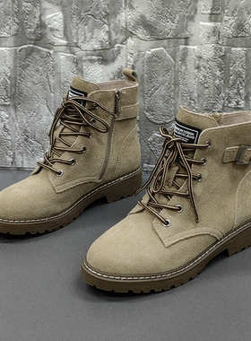 索菲娅正品撤柜处理真皮女靴秋冬圆头时尚马丁靴舒适百搭女单靴潮