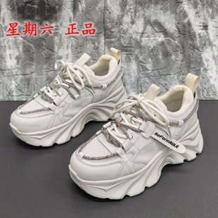 3940码星期六正品瑕疵处理春秋圆头厚底休闲系带轻便运动老爹鞋女