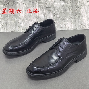 42码星期六正品男士商务皮鞋真皮系带耐磨正装德比鞋英伦风圆头潮