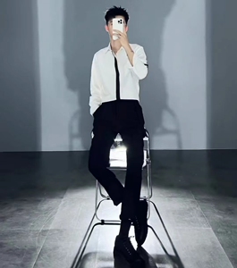 高级感小众衬衫男秋季薄款宽松休闲港风套装韩版潮流痞帅潮男穿搭