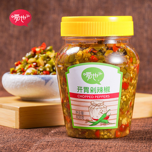 嗳也开胃红辣椒酱408g大瓶无油三色辣酱青剁椒蒜蓉双椒下饭菜