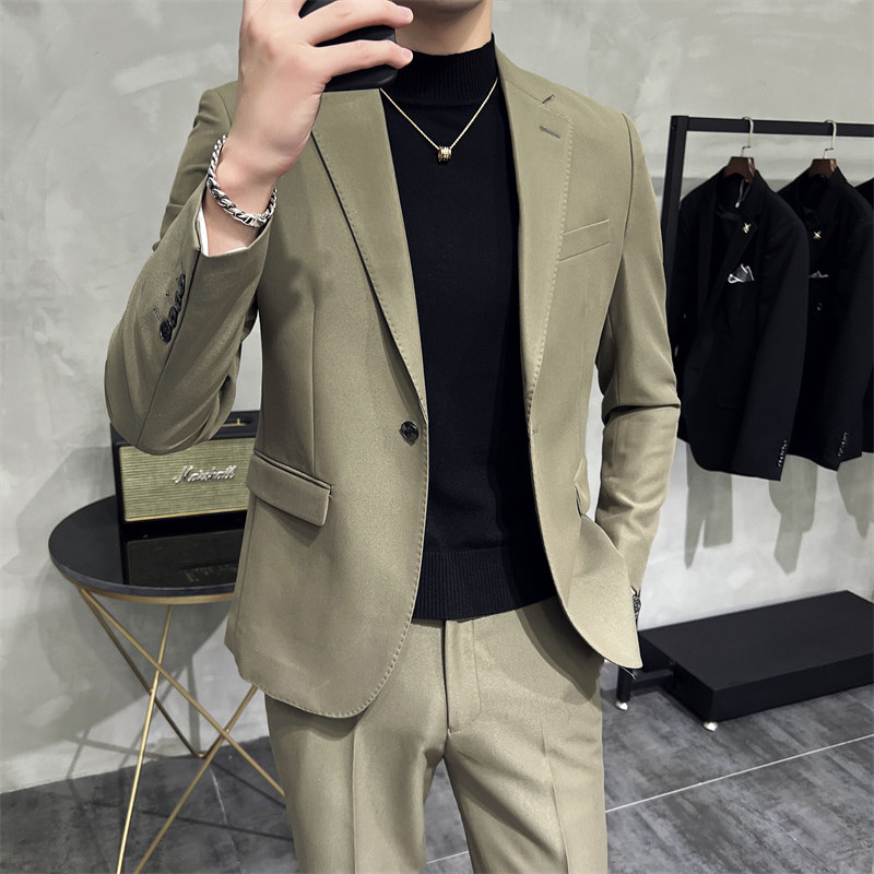 306B-2-T639-P2252025秋冬男士单扣西服两件套装时尚英伦西服,男装西服,星座507A（原星座306B-2）