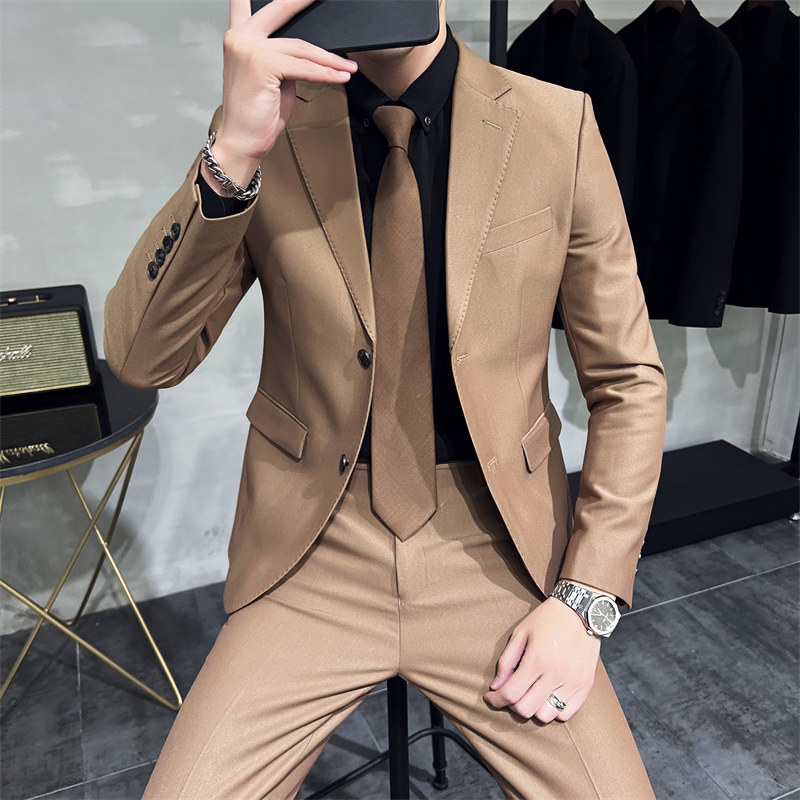 306B-2-T686-P230 2025春夏男士双扣正装西服两件套装结婚礼服图片