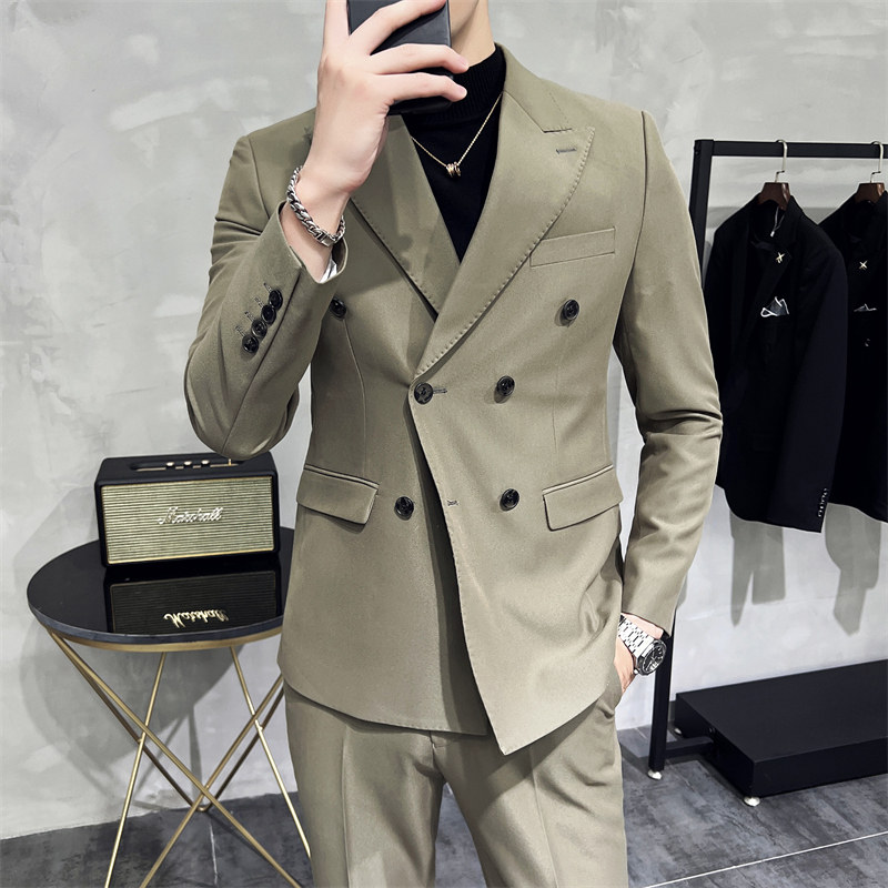 306B-2-T687-P2302025秋装时尚青年双排扣西服两件套装礼服,男装西服,星座507A（原星座306B-2）