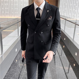 507A-SJT096-P2802025春季时尚男士休闲西服双排扣三件套装，男装西服套装，星座507A（原星座306B-2）