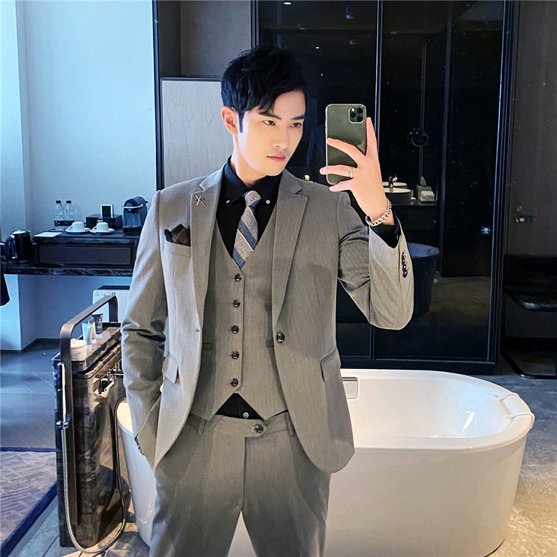 507A-SJT055-P280 2025春装时尚男士单扣安稳西服三件套礼服图片