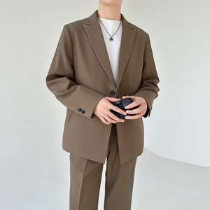 306B-2-T3230-P200 2025春装轻熟风男士阔版西服两件套装图片