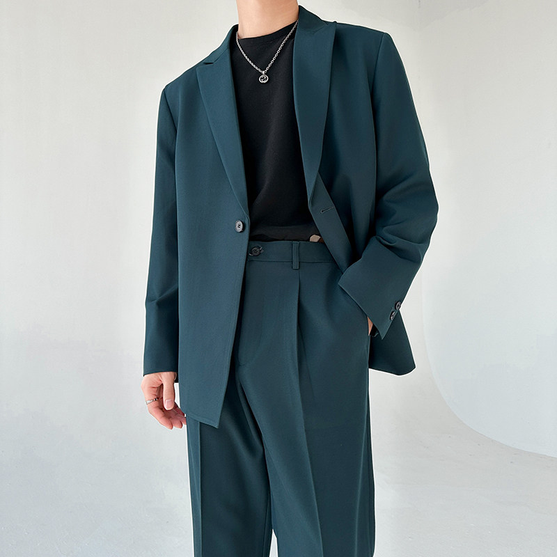 306B-2-T3230-P200 2025春装新品轻熟风阔版西服西裤两件套装图片