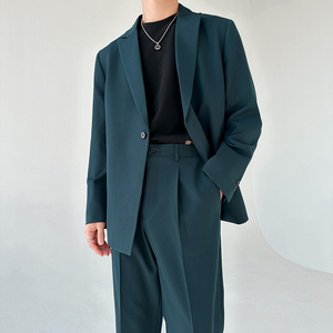 306B-2-T3230-P200 2025春装新品轻熟风阔版西服西裤两件套装图片