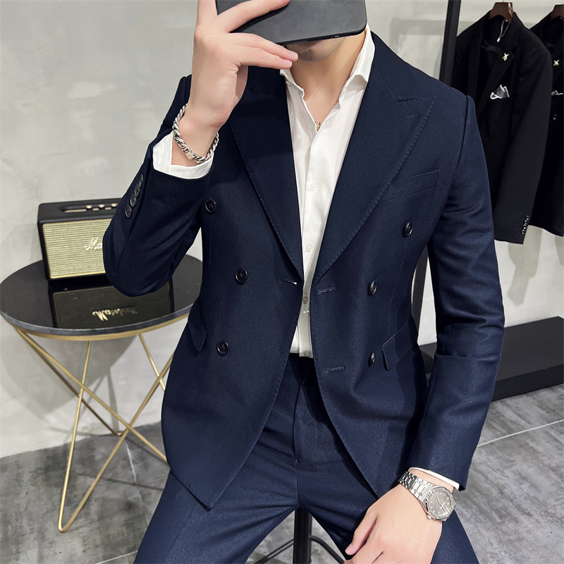 507A-T687-P230秋冬男士双排扣英伦绅士西服两件套装礼服,男装西服,星座507A（原星座306B-2）