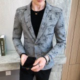 306B-2-XF028-P752025春季男士字母印花小西装修身长袖西服外套，男装西服套装，星座507A（原星座306B-2）