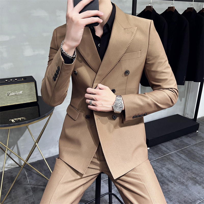 507A-T687-P230秋冬男士双排扣英伦绅士西服两件套装礼服,男装西服,星座507A（原星座306B-2）