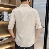 306B-2-CS536-P48夏季风时尚冰丝碎花七分袖衬衣中袖花衬衫，男装衬衫，星座507A（原星座306B-2）