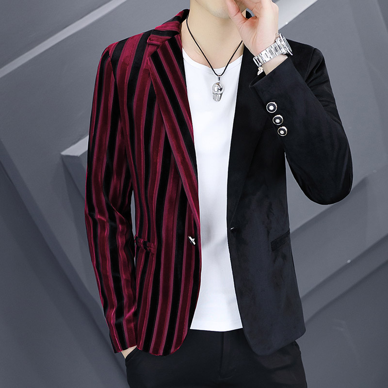 306B-2-X323-P802023春季新品个性青年撞色小西装条纹西服,男装西服,星座507A（原星座306B-2）