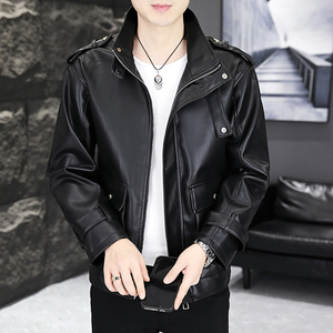 306B-2-PY317-P135 2023秋冬男士皮衣时尚潮男立领皮夹克外套,男装皮衣,星座507A（原星座306B-2）