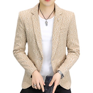 306B-2-X811-P80 2025春季新品压花小西装青年时尚休闲西服外套图片