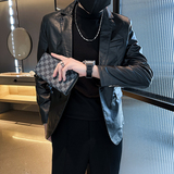 306B-2-PY05-P802025秋装男士西装纯色时尚休闲皮衣西服外套，男装西服套装，星座507A（原星座306B-2）