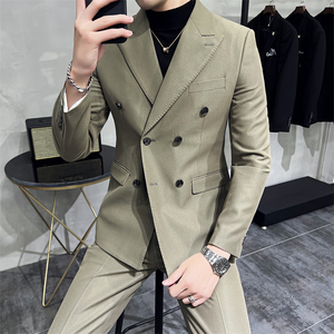 507A-T687-P230 秋冬男士双排扣英伦绅士西服两件套装礼服图片