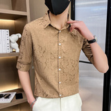 306B-2-CS532-P48夏季男士冰丝七分袖衬衣碎花中袖衬衫，男装衬衫，星座507A（原星座306B-2）