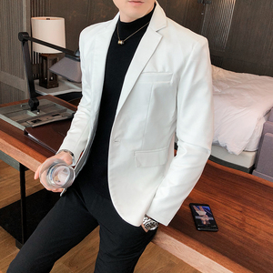 306B-2-PY05-P80 2025秋季男士皮衣休闲纯色小西装西服外套图片