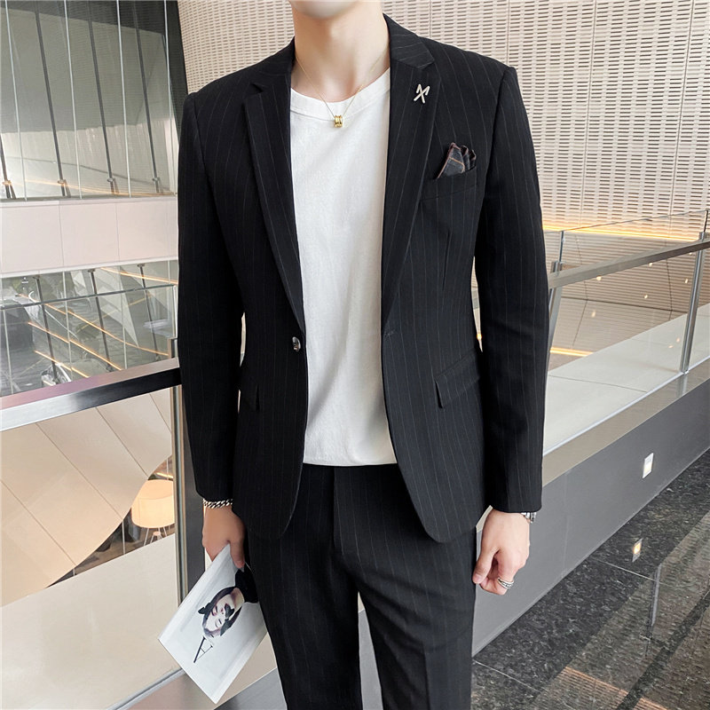 LJT095-P225春夏商务休闲绅士西服两件套装条纹小西装结婚礼服,男装西服套装,星座507A（原星座306B-2）