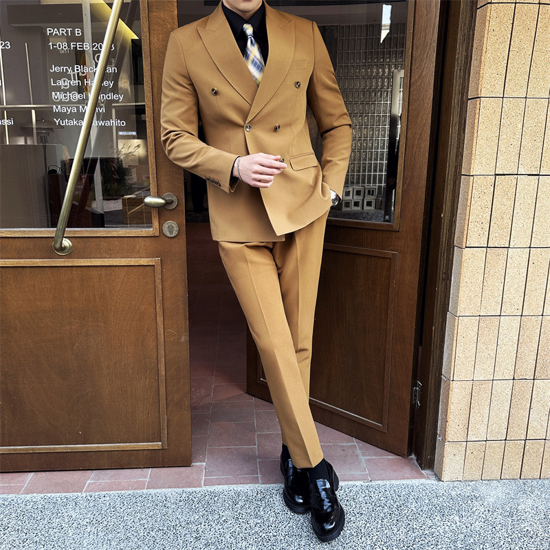 306B-2-SJT7722-P3052025秋装新品时尚青年双排扣西服三件套装,男装西服,星座507A（原星座306B-2）