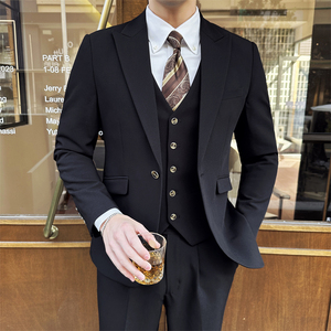 306B-2-SJT7768-P295 2025春装英伦时尚正装西服三件套装礼服商务图片