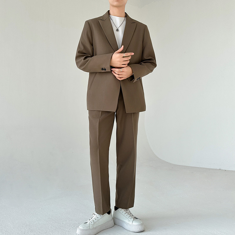 507A-T3230-P2002025春夏时尚轻熟风痞帅青年微阔西服两件套装,男装西服,星座507A（原星座306B-2）