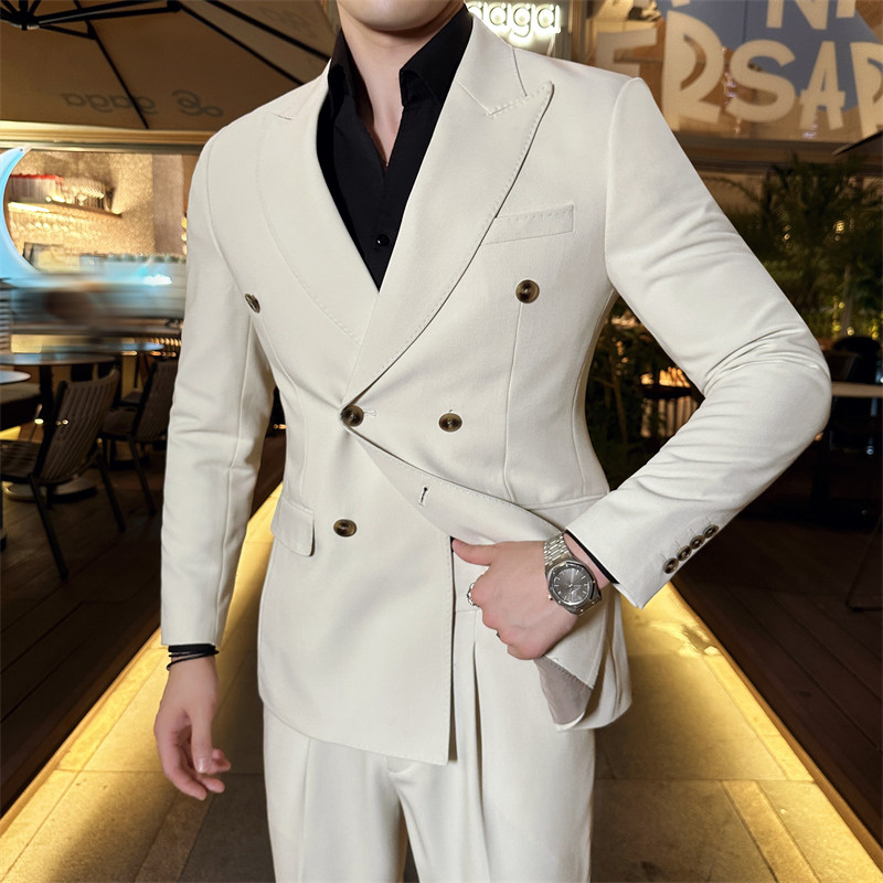 507A-T7722-P2452025秋季时尚双排扣英伦青年西服三件套装,男装西服,星座507A（原星座306B-2）