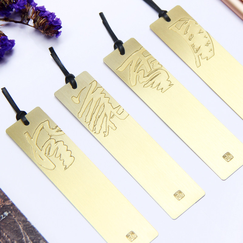 半方风花雪月黄铜金属书签定制古典中国风创意文艺礼品DIY刻字