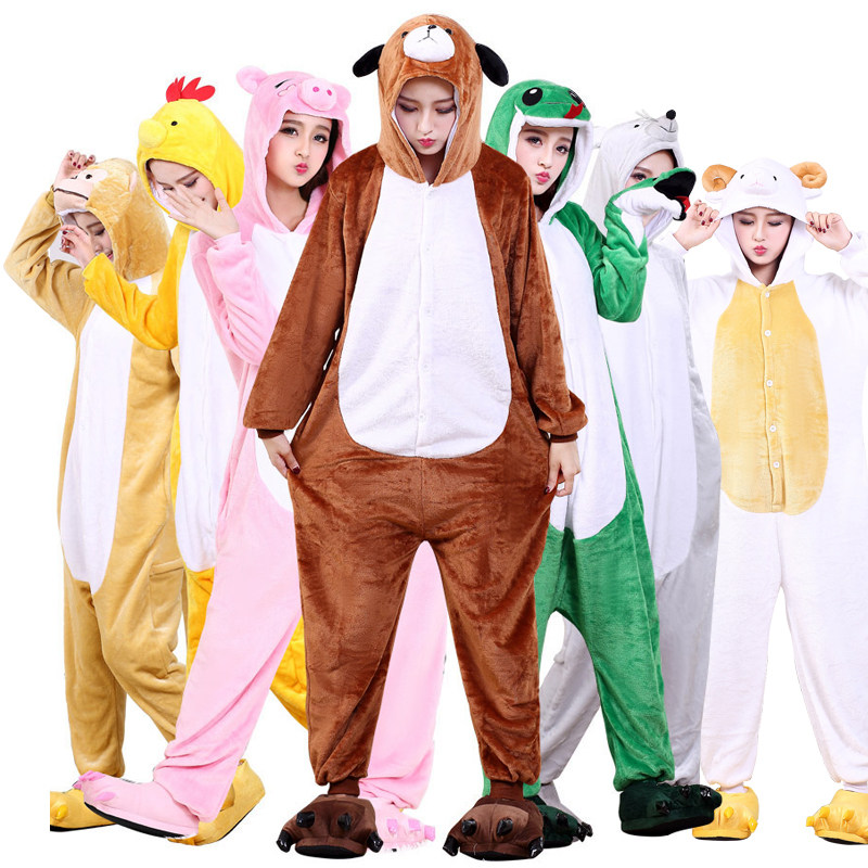 卡通连体睡衣男女成人动物十二生肖羊老鼠猴狗鸡蛇兔子演出表演服