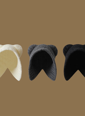 Charn Kiond 帽子设计师联名款小熊帽子秋冬可爱熊耳朵针织毛线帽