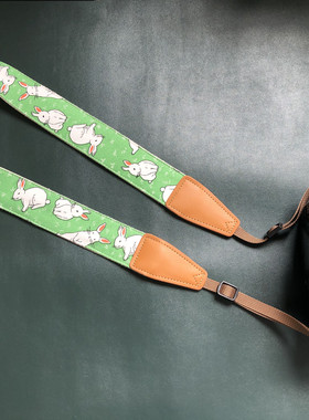 UNIKSTRAP手工小白兔进口棉布通用相机背带微单单反camera strap