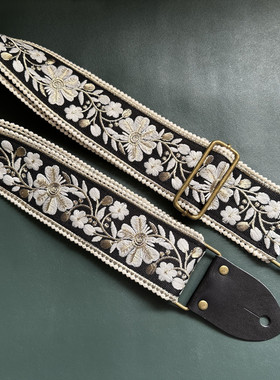 令人惊艳的重工刺绣加宽通用电吉他背带贝斯背带GUITAR STRAP
