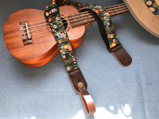 纯手工Retro style 印花通用尤克里里背带ukulele strap