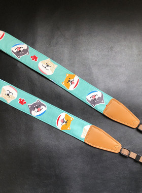 UNIKSTRAP纯手工舒适柔软清爽薄荷绿柴犬相机背带camera strap