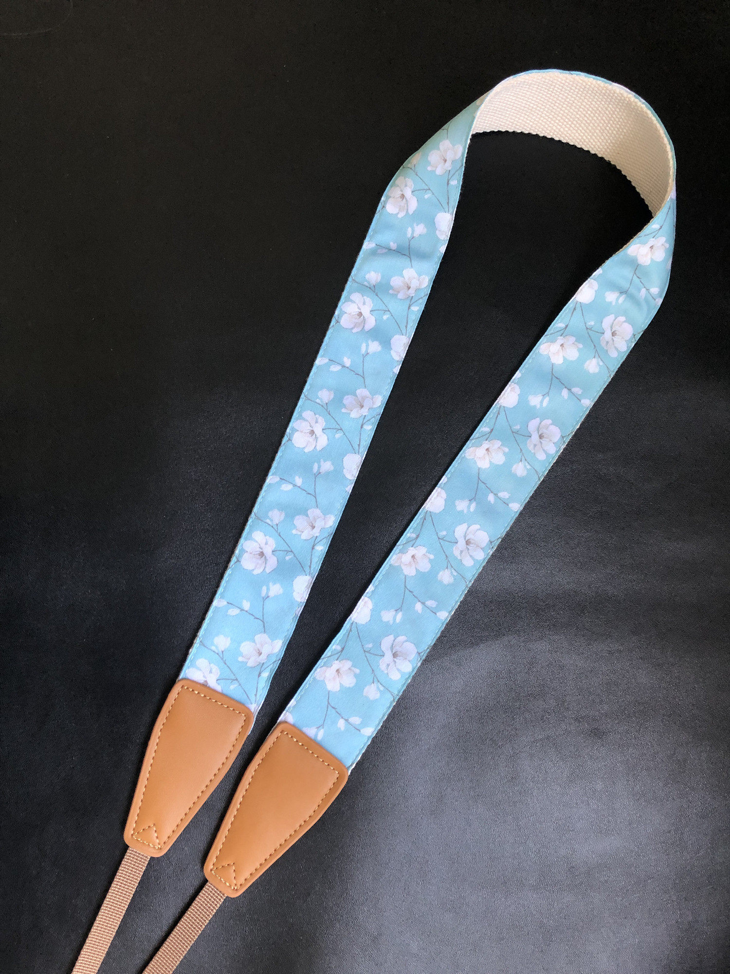 纯手工原创白玉兰花通用相机背带camera strap