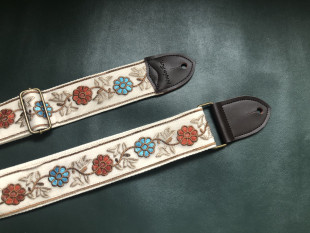 GIGFORU原创绣花通用吉他背带贝斯背带GUITAR STRAPS真皮皮头