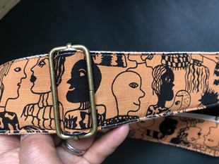 纯手工原创FACES 含海绵垫层加强通用吉他带贝斯背带GUITAR STRAP
